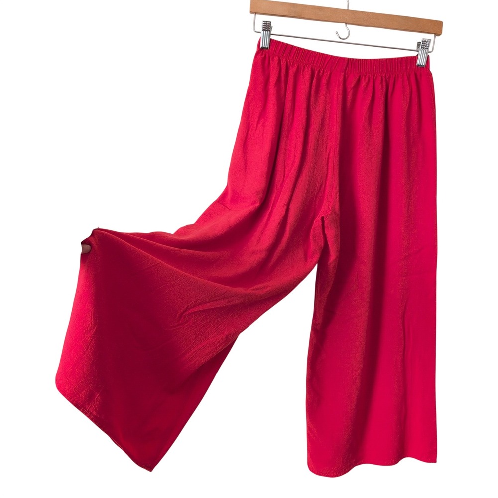 Jams World Honolulu Lipstick Red Wide Leg Rayon Pants Made in Hawaii Small Aloha